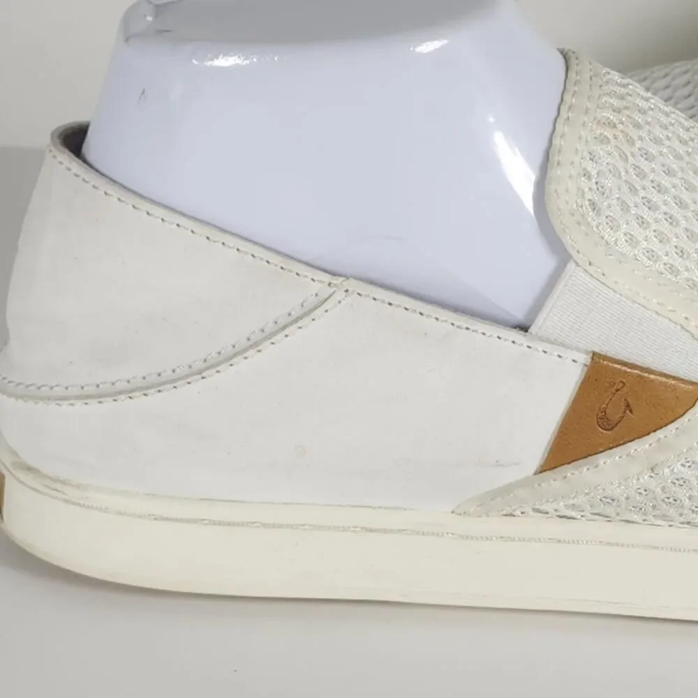 Olukai Women's Pehuea US9 White Flat Slip On Loafer Sneakers Shoes